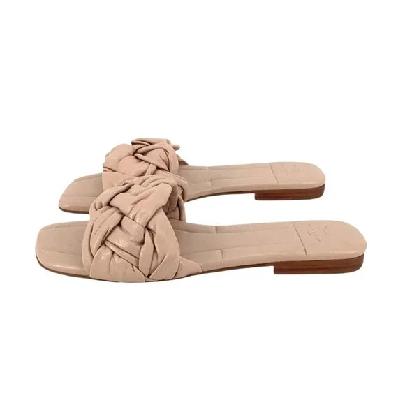 Marc Fisher Womens Knotted Slip-On Sandals Beige Leather Size 8.5 - Picture 6 of 10